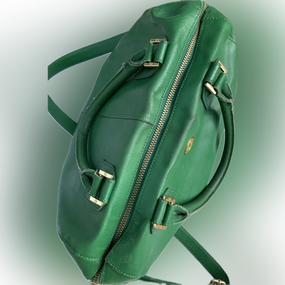 Tory Burch Saffiano Leather Robinson Satchel/Crossbody Kelly Green - Picture 3 of 16